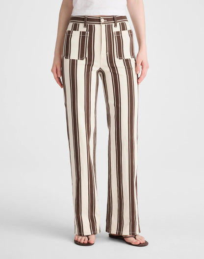 Madewell The Emmy Wide-Leg Pant Dark Brown Stripe
