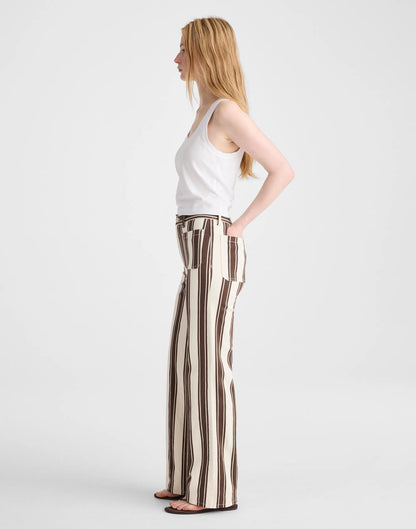 Madewell The Emmy Wide-Leg Pant Dark Brown Stripe