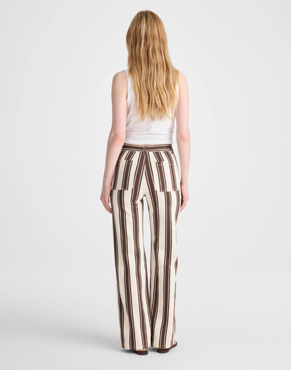Madewell The Emmy Wide-Leg Pant Dark Brown Stripe