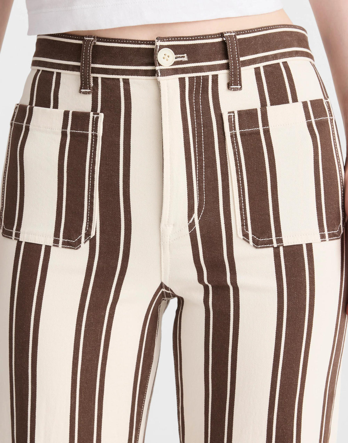 Madewell The Emmy Wide-Leg Pant Dark Brown Stripe
