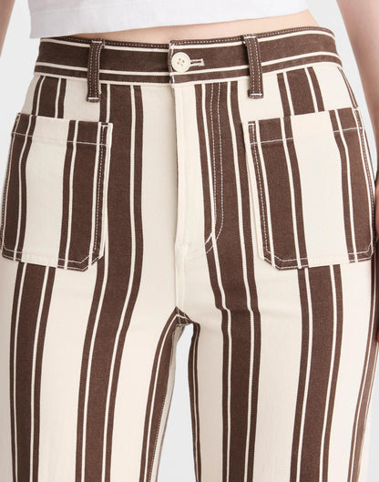 Madewell The Emmy Wide-Leg Pant Dark Brown Stripe