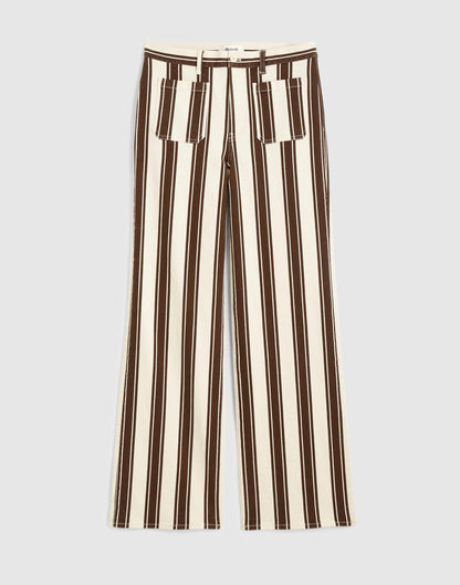 Madewell The Emmy Wide-Leg Pant Dark Brown Stripe