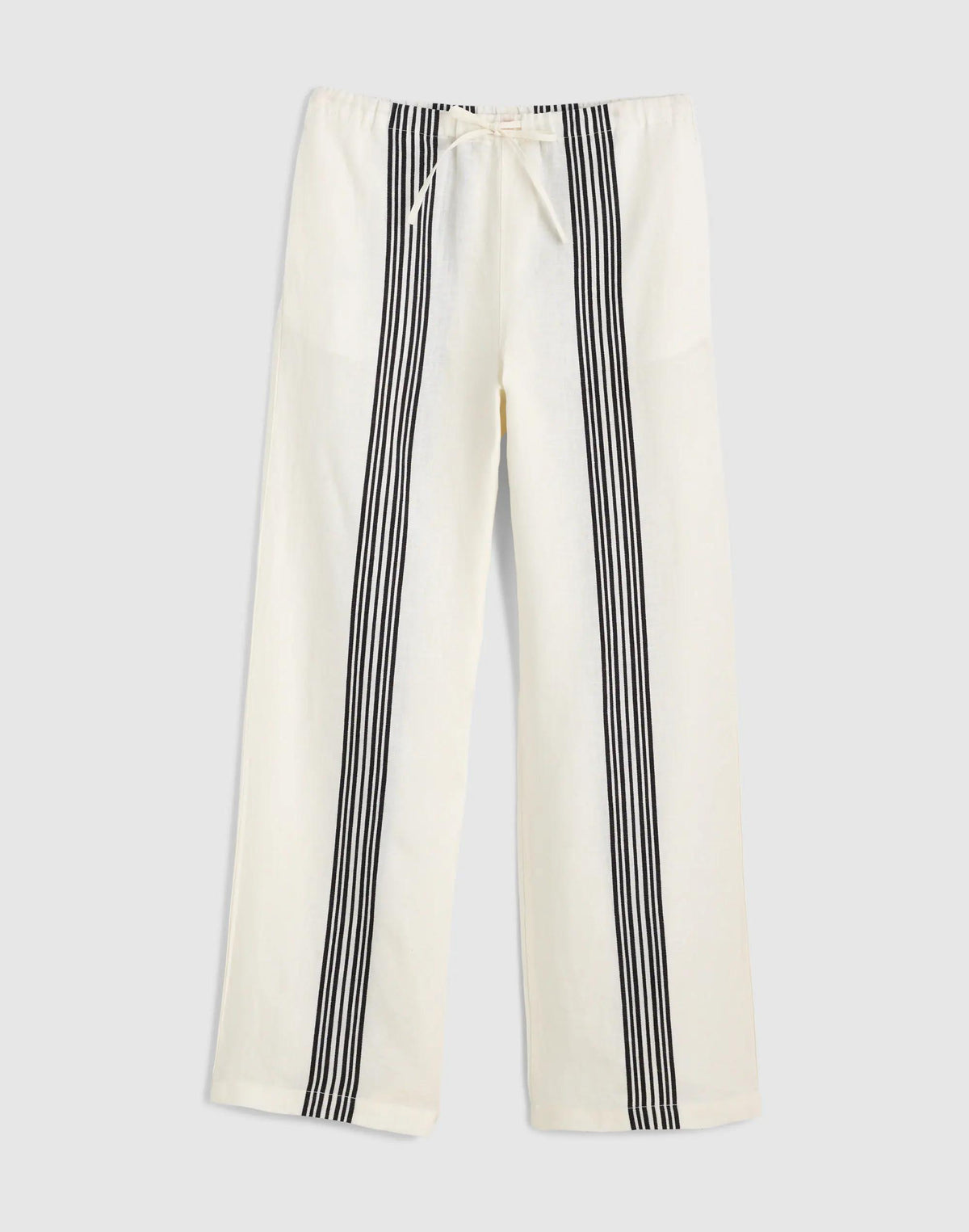 Madewell Pull-On Pants in Linen Blend Bold Placement Stripe Black