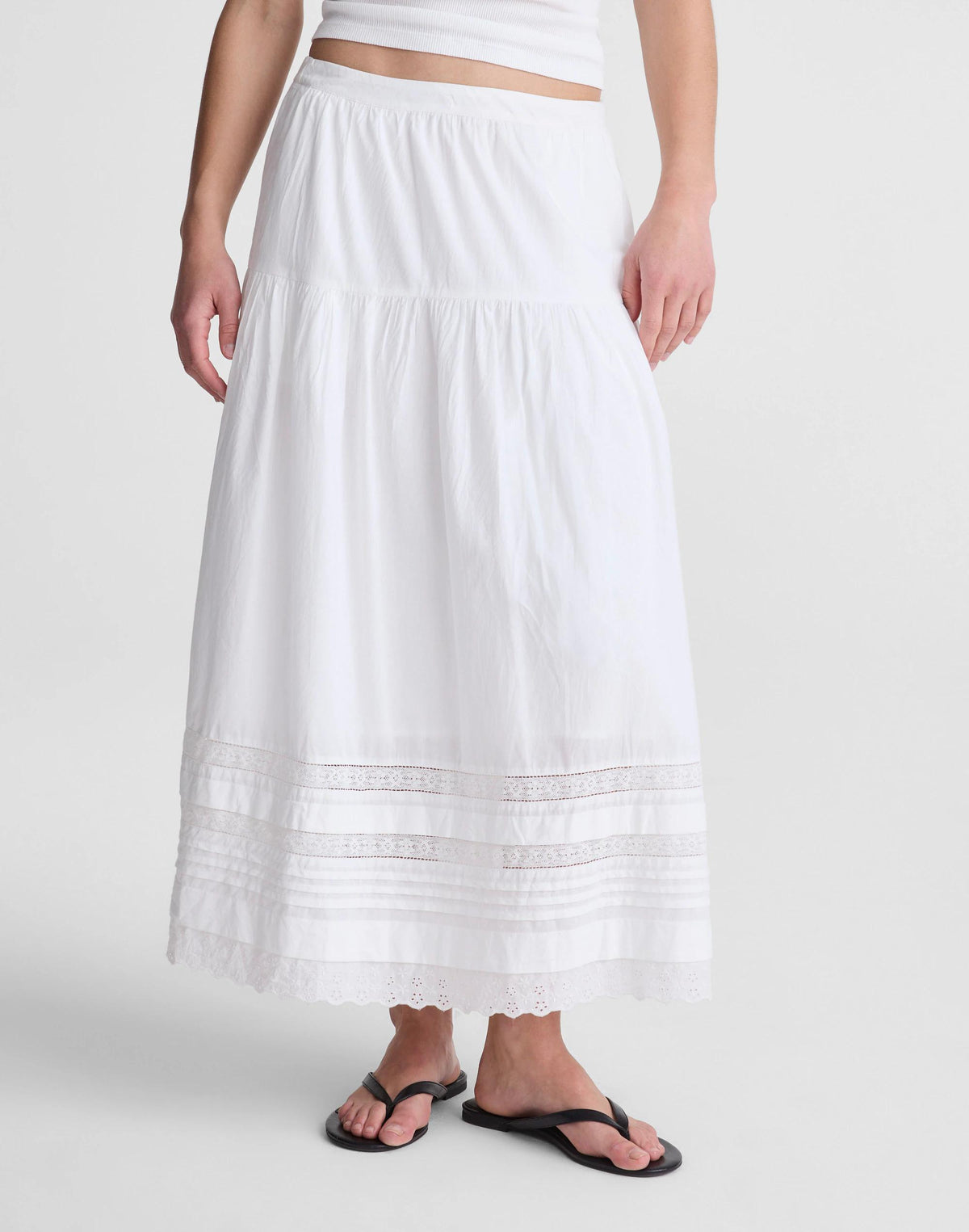Madewell Pintucked Midi Skirt White