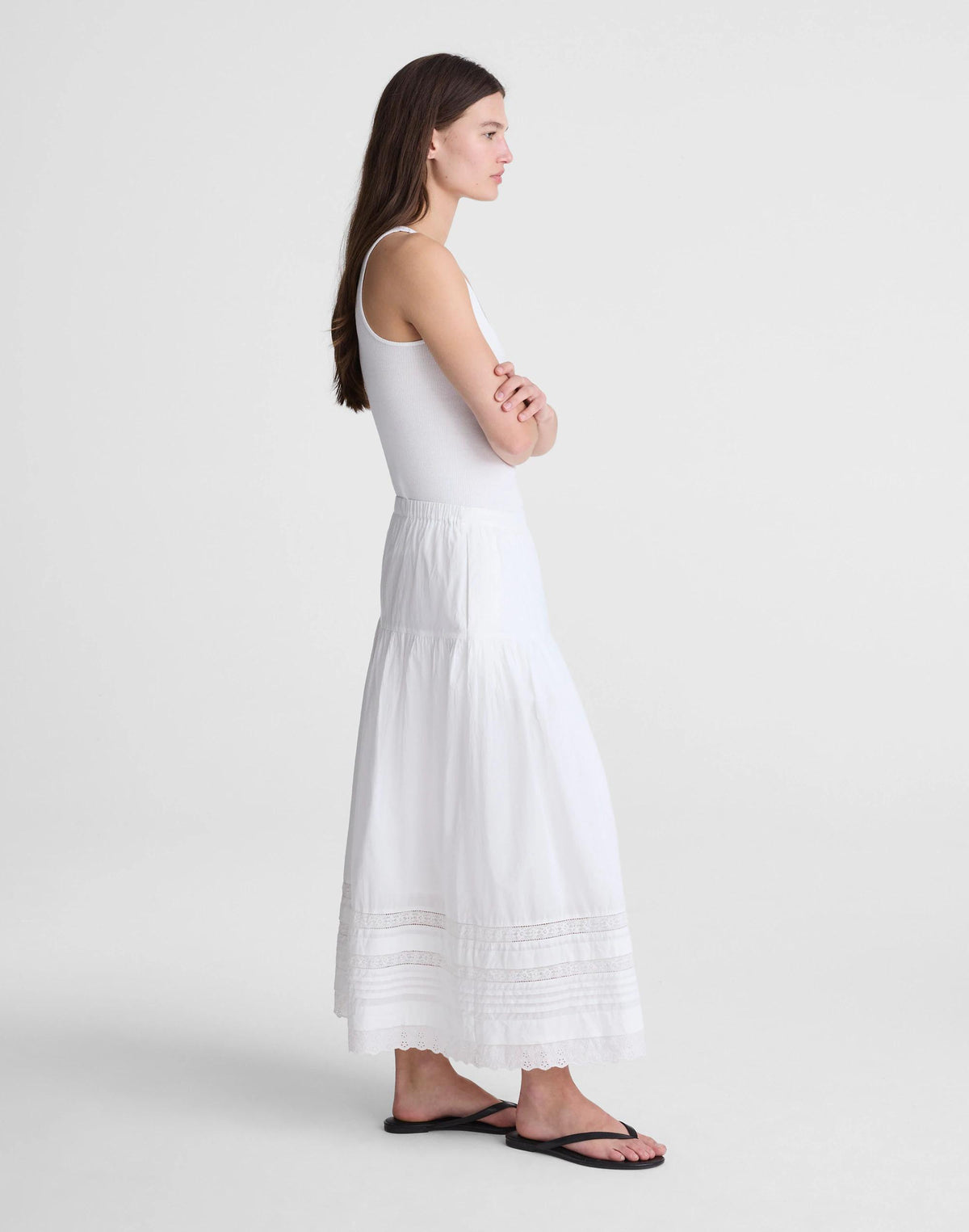 Madewell Pintucked Midi Skirt White