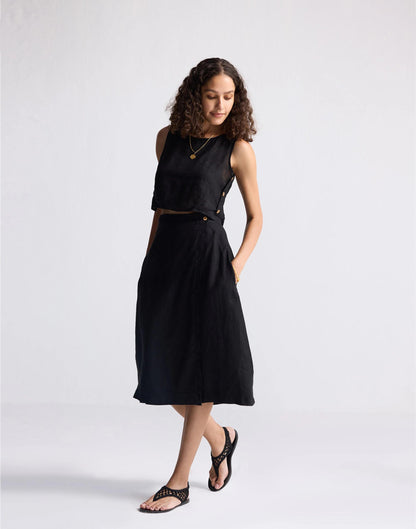 Madewell Reistor® Overlap Midi Skirt in 100% Black Hemp Black