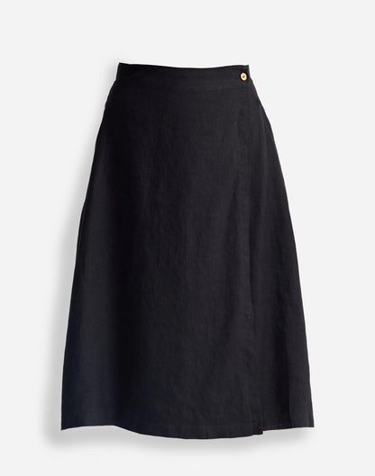 Madewell Reistor® Overlap Midi Skirt in 100% Black Hemp Black