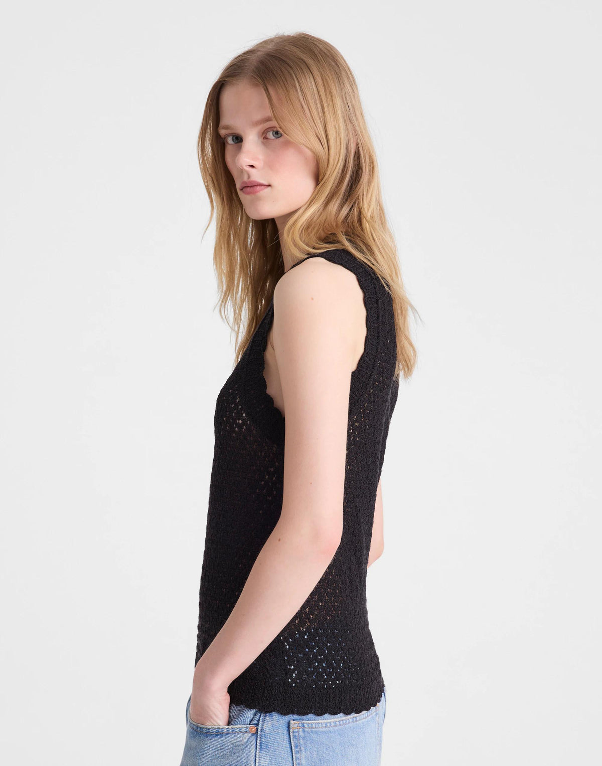 Madewell Pointelle Sleeveless Top Black