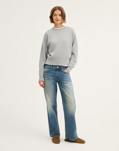 Madewell Relaxed Crewneck Sweater in Merino-Silk Blend Medium Htr Grey