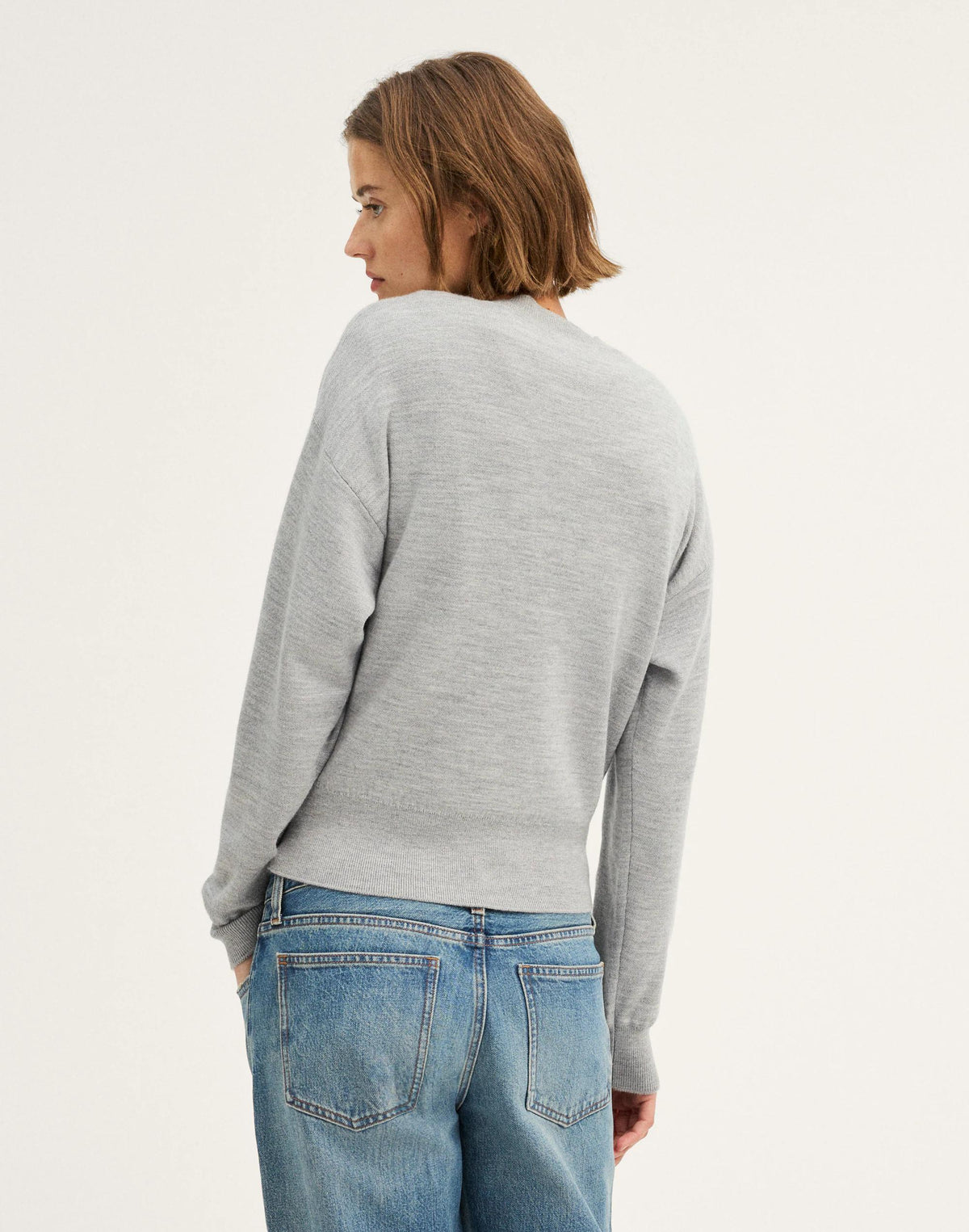 Madewell Relaxed Crewneck Sweater in Merino-Silk Blend Medium Htr Grey