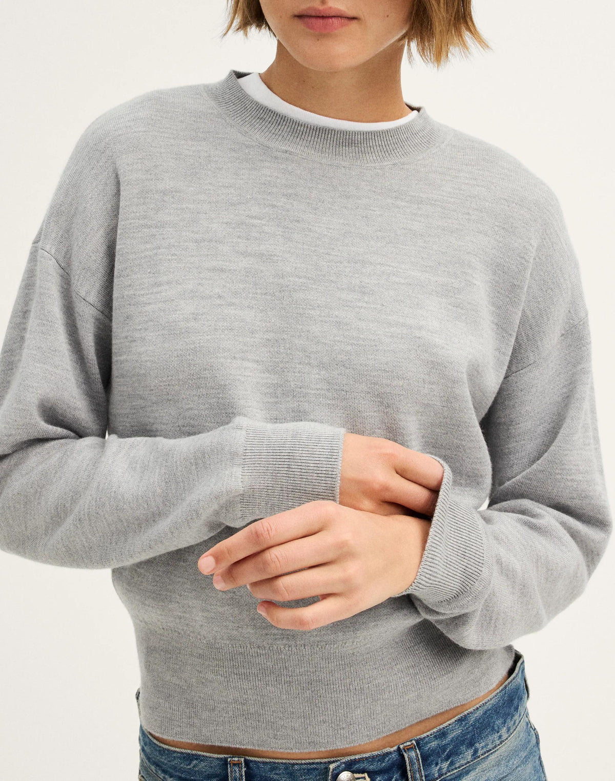 Madewell Relaxed Crewneck Sweater in Merino-Silk Blend Medium Htr Grey