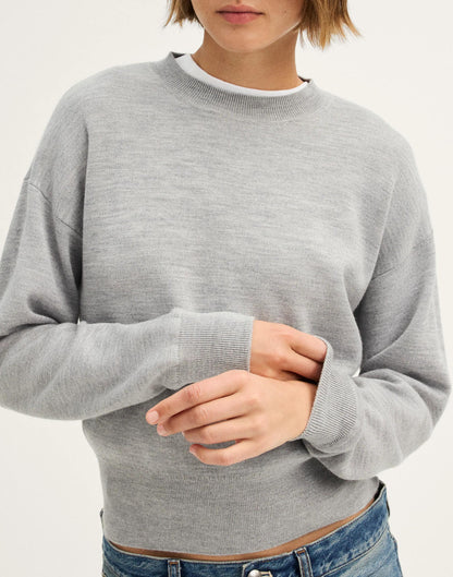 Madewell Relaxed Crewneck Sweater in Merino-Silk Blend Medium Htr Grey