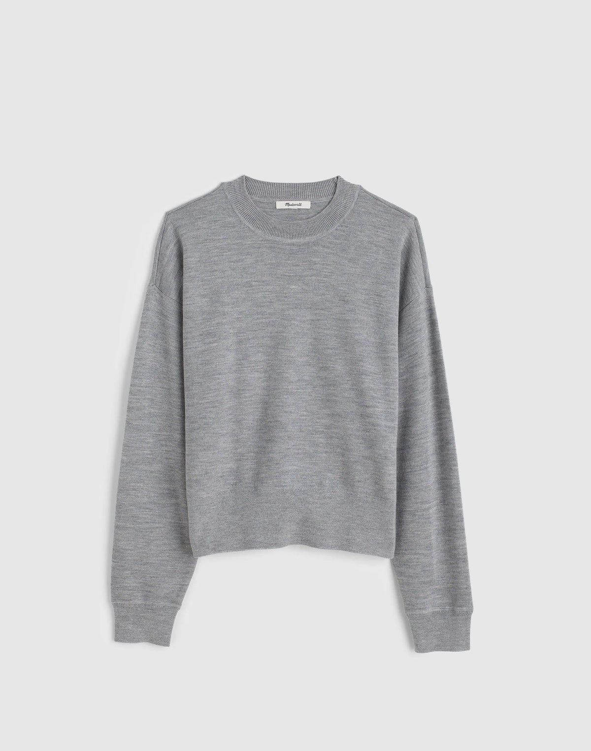 Madewell Relaxed Crewneck Sweater in Merino-Silk Blend Medium Htr Grey