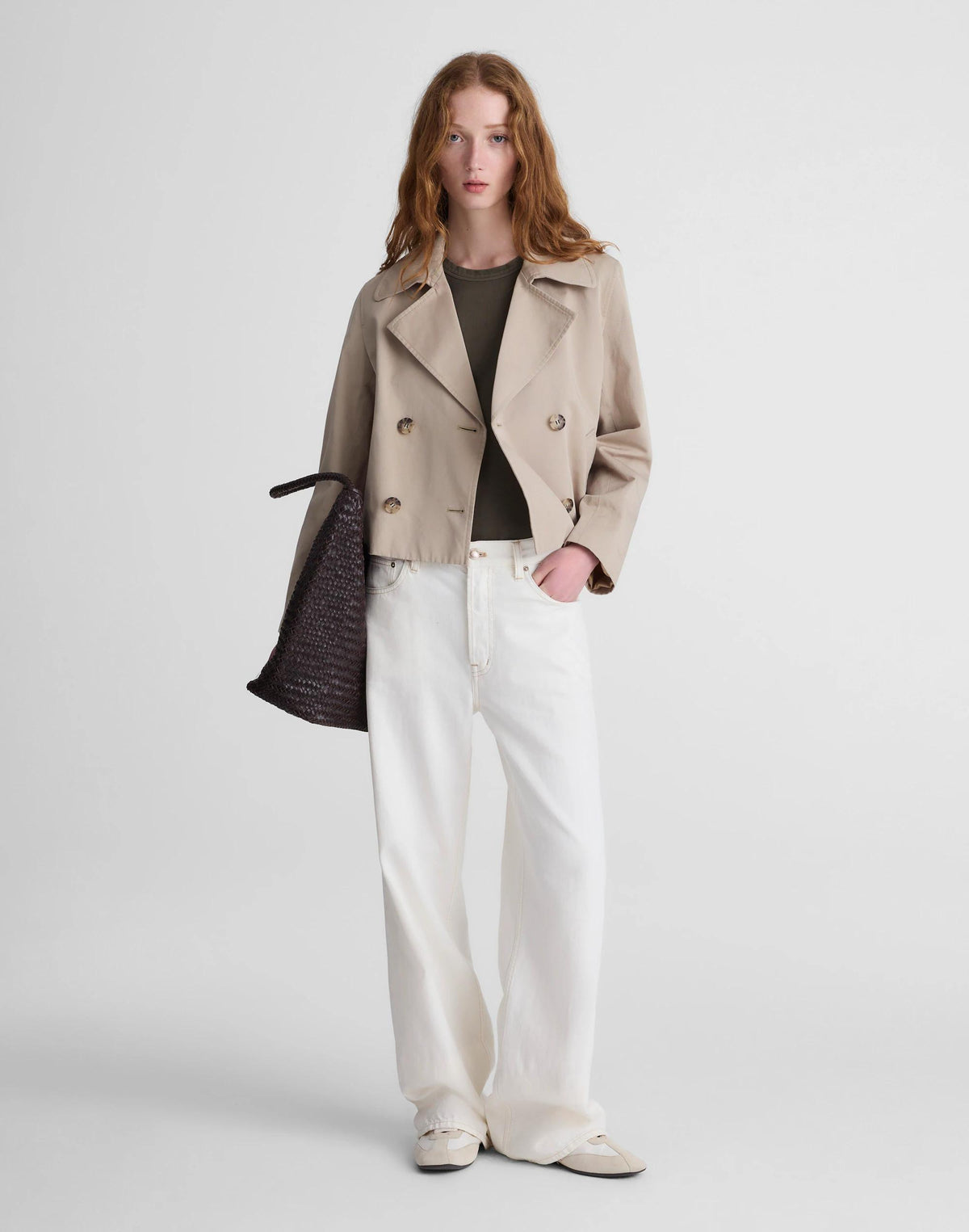 Madewell Cropped Trench Coat Coastal Dune