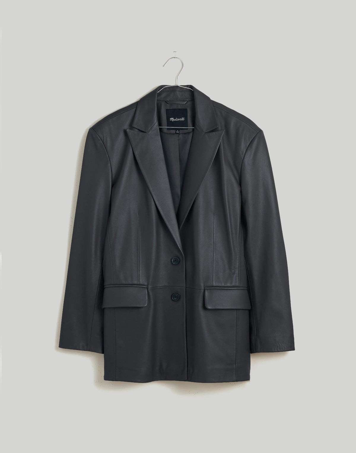 Madewell The Bedford Oversized Blazer in Leather True Black