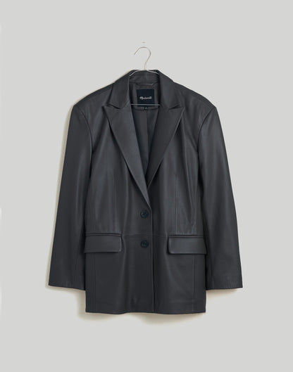 Madewell The Bedford Oversized Blazer in Leather True Black