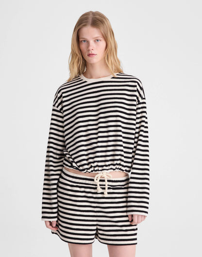 Madewell Pull-On Shorts in Terry Black Ivory