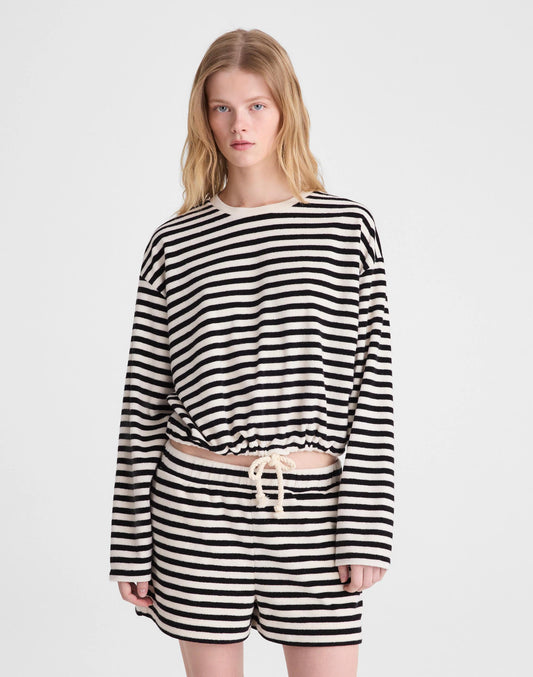 Madewell Pull-On Shorts in Terry Black Ivory