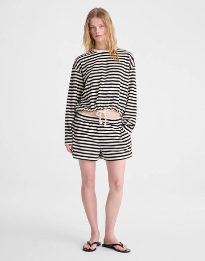 Madewell Pull-On Shorts in Terry Black Ivory