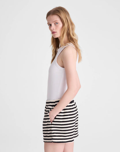 Madewell Pull-On Shorts in Terry Black Ivory