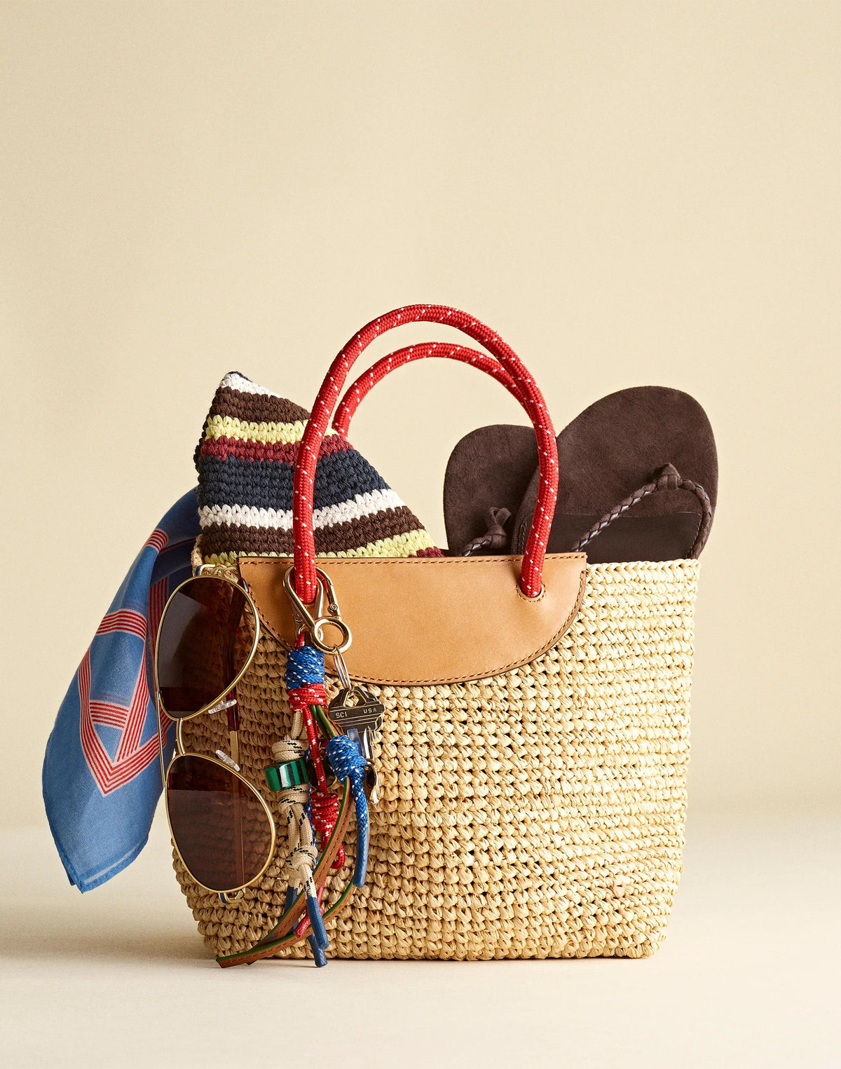 Madewell The Woven Mini Tote Festival Red Multi