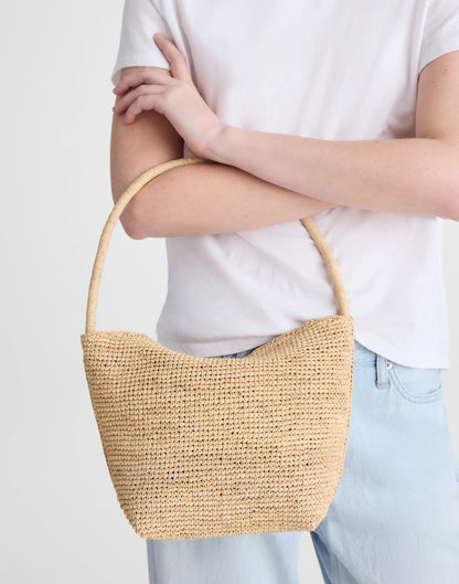 Madewell The Signature Woven Shoulder Bag in Raffia Dark Carob