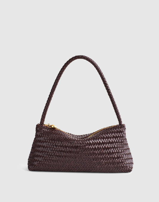 Madewell The Signature Woven Mini Zip Shoulder Bag Coffee Bean