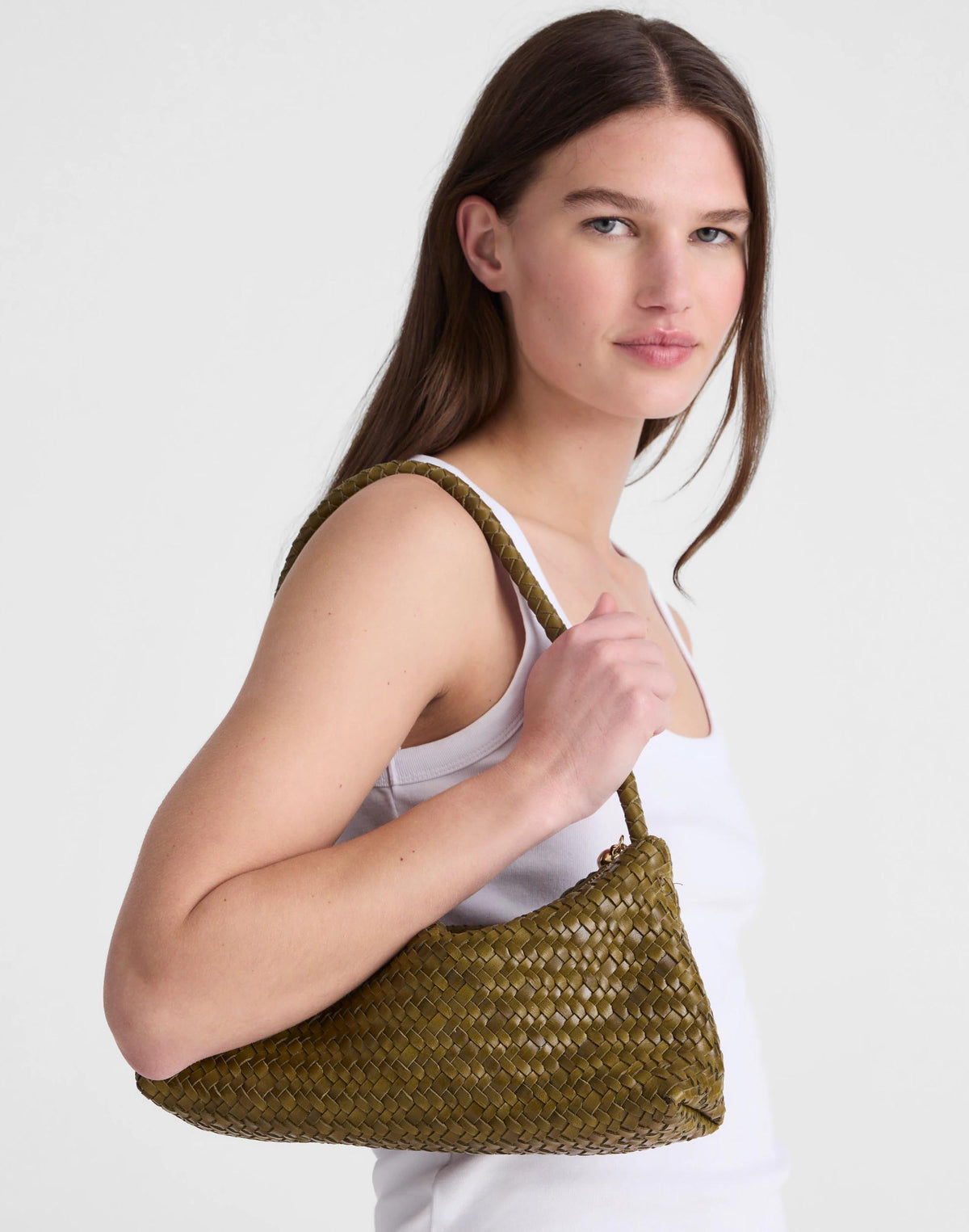 Madewell The Signature Woven Mini Zip Shoulder Bag Coffee Bean