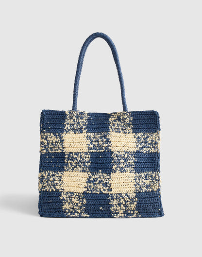 Madewell Handwoven Oversized Tote Navy Multi