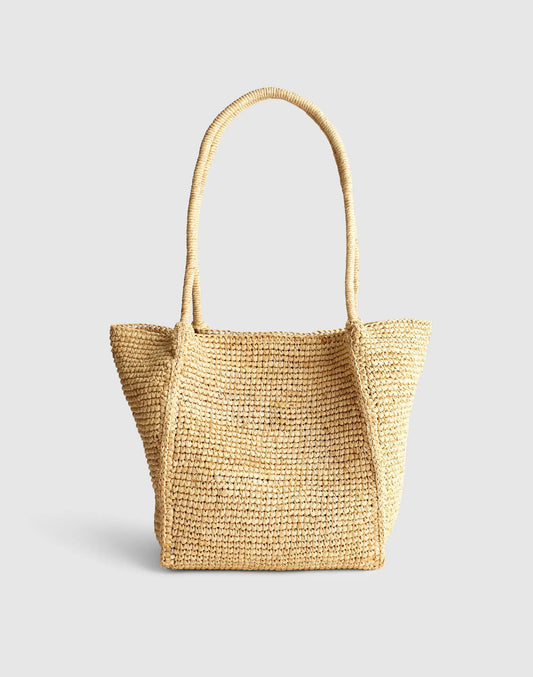 Madewell The Lexington Small Tote in Raffia Warm Coffee Multi