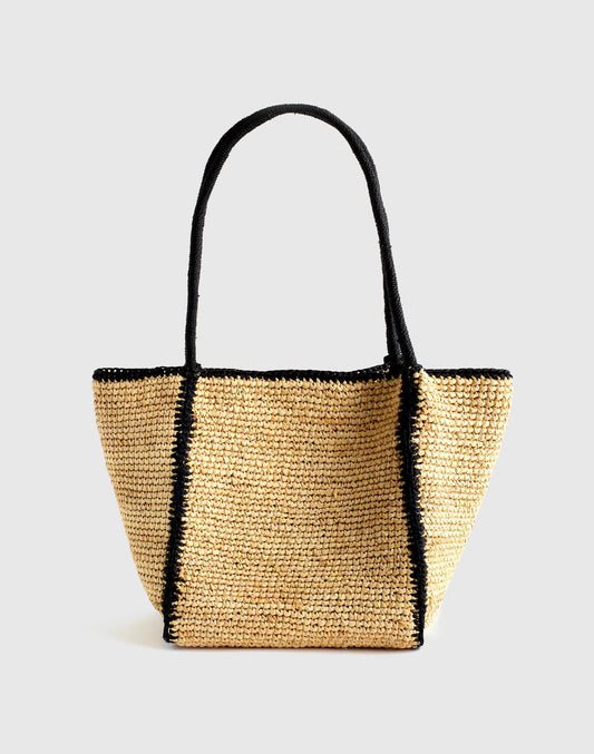 Madewell The Lexington Small Tote in Raffia Natural Multi