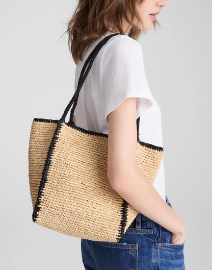 Madewell The Lexington Small Tote in Raffia Natural Multi