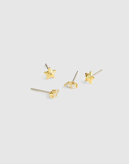 Madewell Star Stud Earring Set Warm Gold