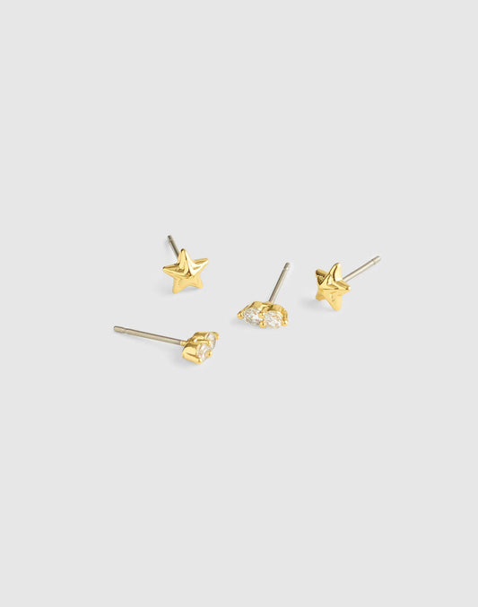 Madewell Star Stud Earring Set Warm Gold
