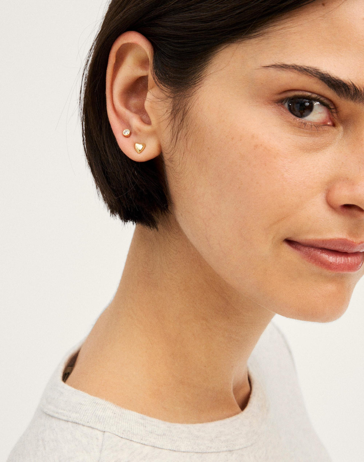 Madewell Heart Stud Earring Set Warm Gold