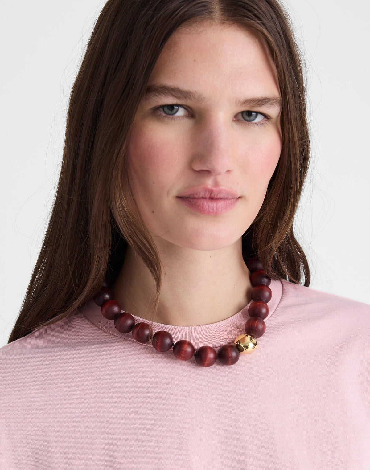 Madewell Madewell x Shopbop Oversized Wood Beaded Choker Necklace Antique Gold