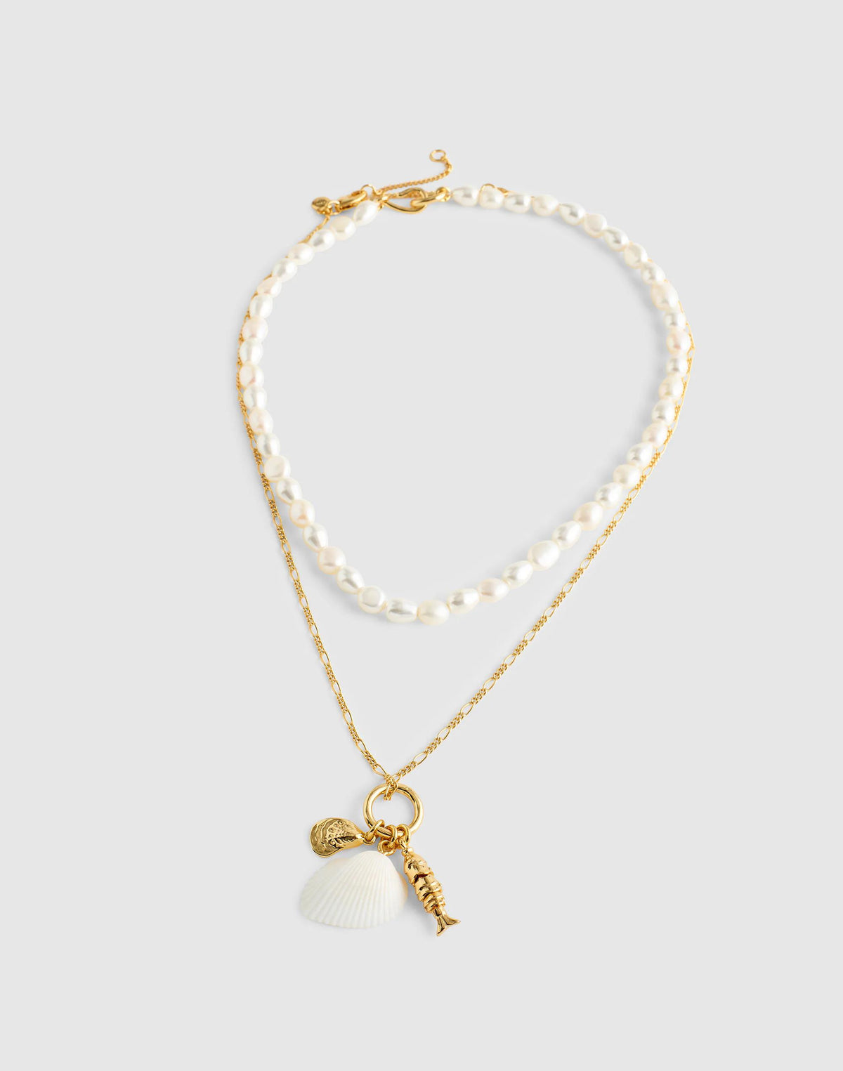 Madewell Madewell x Shopbop Beaded Shell Necklace Set Antique Gold