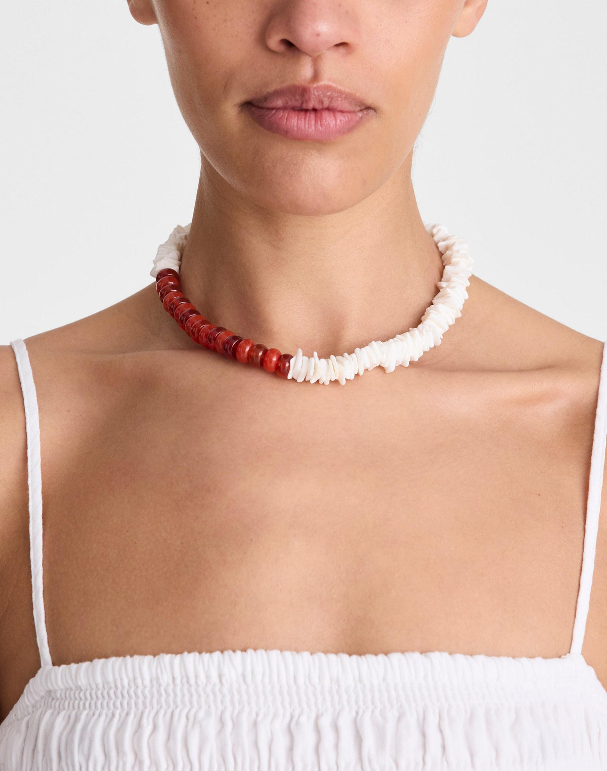 Madewell Semiprecious Puka Shell Beaded Choker Necklace Antique Gold