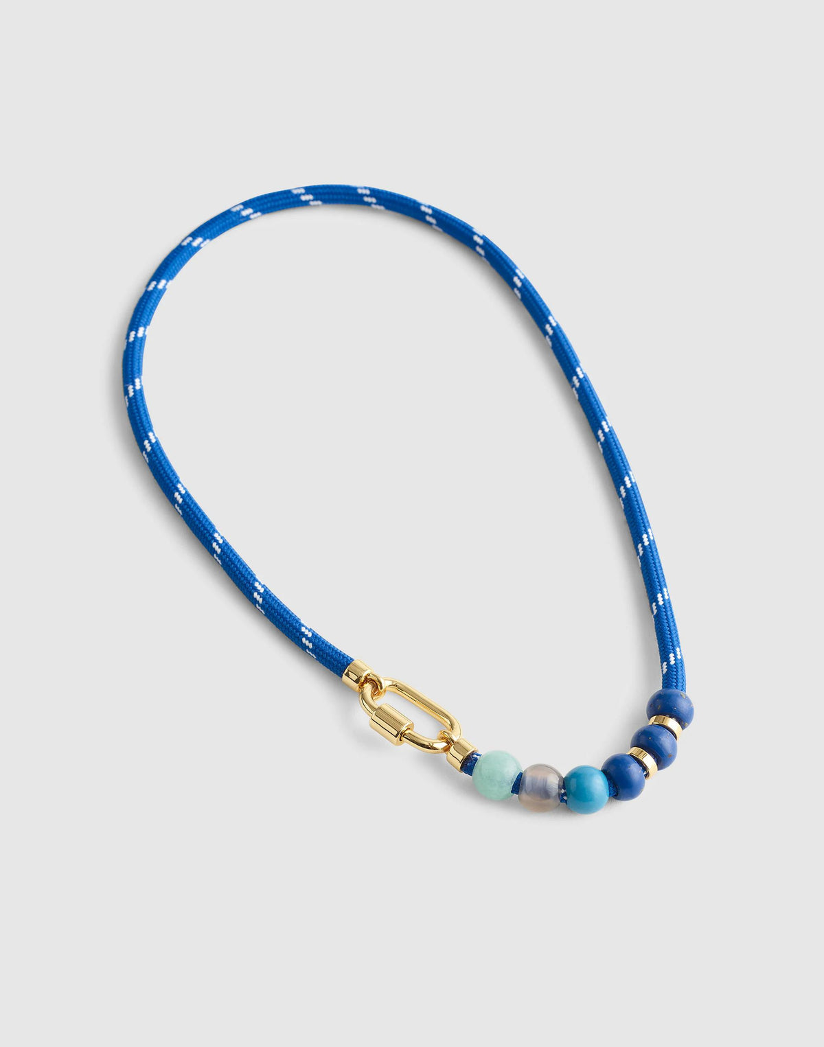 Madewell Semiprecious Beaded Carabiner Paracord Necklace Retro Blue