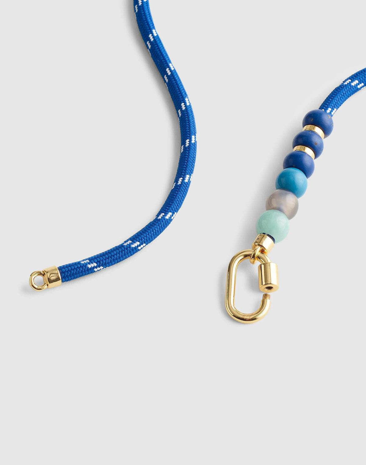 Madewell Semiprecious Beaded Carabiner Paracord Necklace Retro Blue