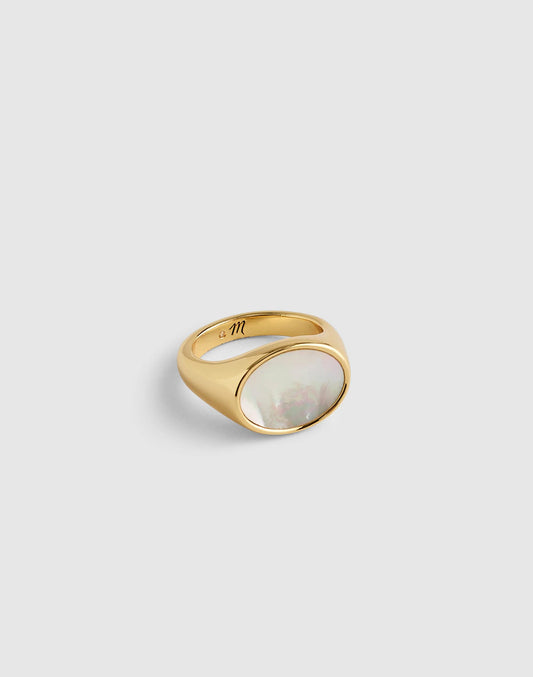 Madewell Mother-of-Pearl Signet Ring Antique Gold