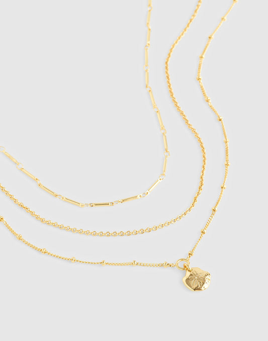 Madewell Three-Pack Sand Dollar Necklace Set Antique Gold