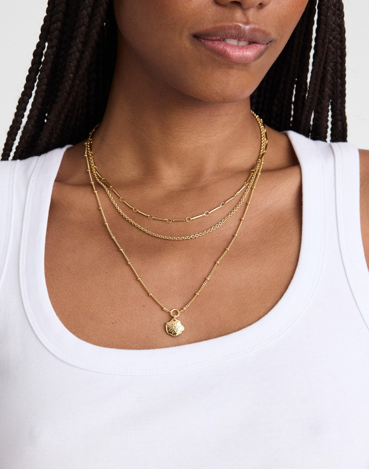Madewell Three-Pack Sand Dollar Necklace Set Antique Gold
