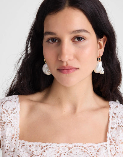 Madewell Shell Statement Hoop Earrings Antique Gold