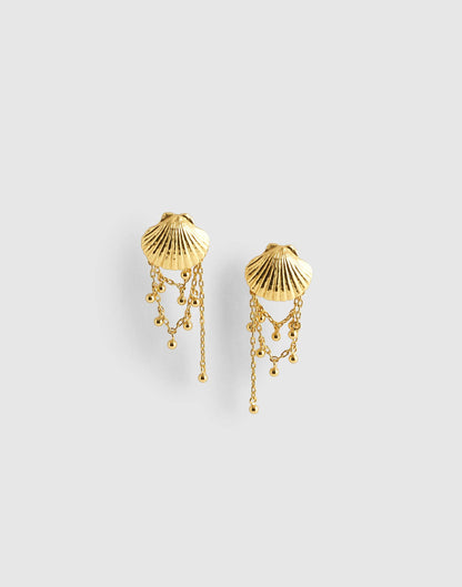 Madewell Shell Stacked Chain Stud Earrings Antique Gold