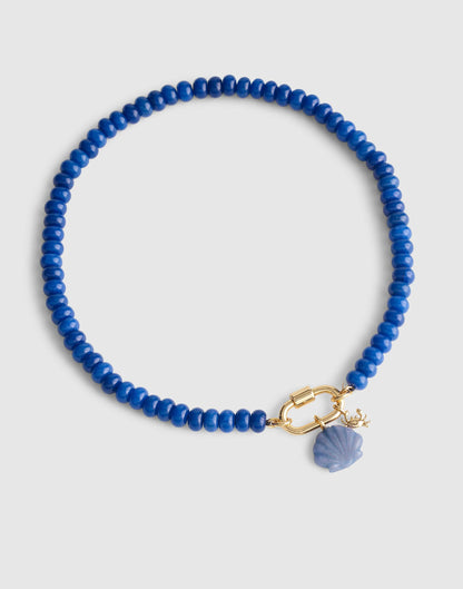 Madewell Semiprecious Beaded Carabiner Charm Necklace Lapis