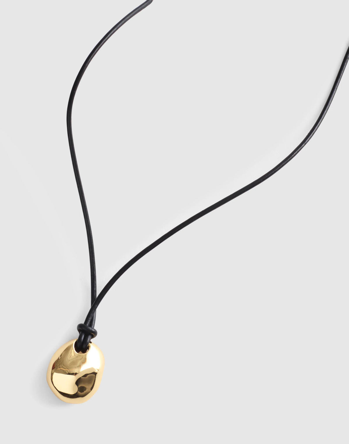 Madewell Sculptural Pendant Leather Necklace Antique Gold