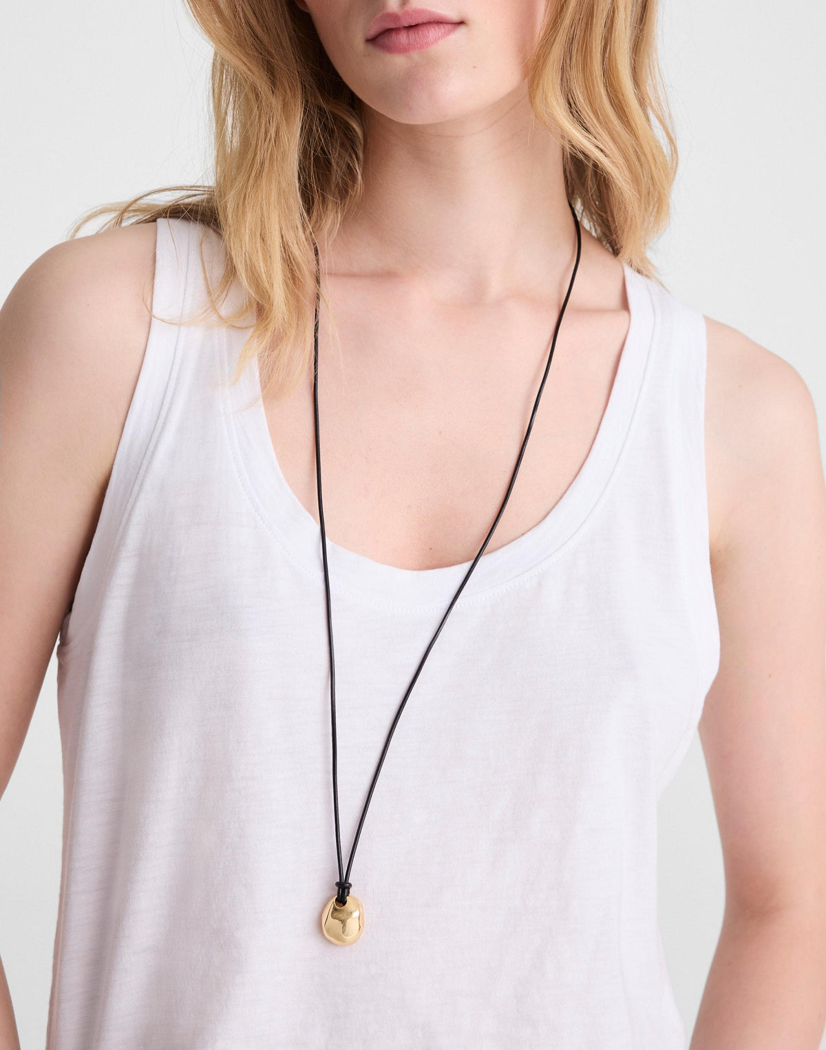 Madewell Sculptural Pendant Leather Necklace Antique Gold