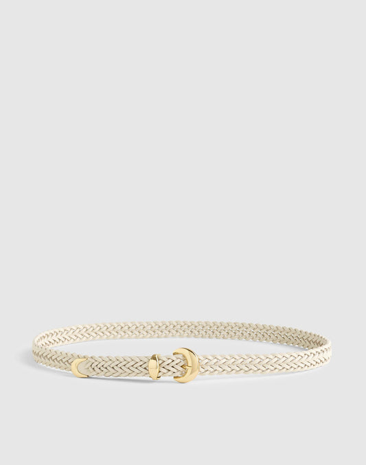 Madewell Madewell x Shopbop Domed-Buckle Belt in Woven Leather Vintage Ivory