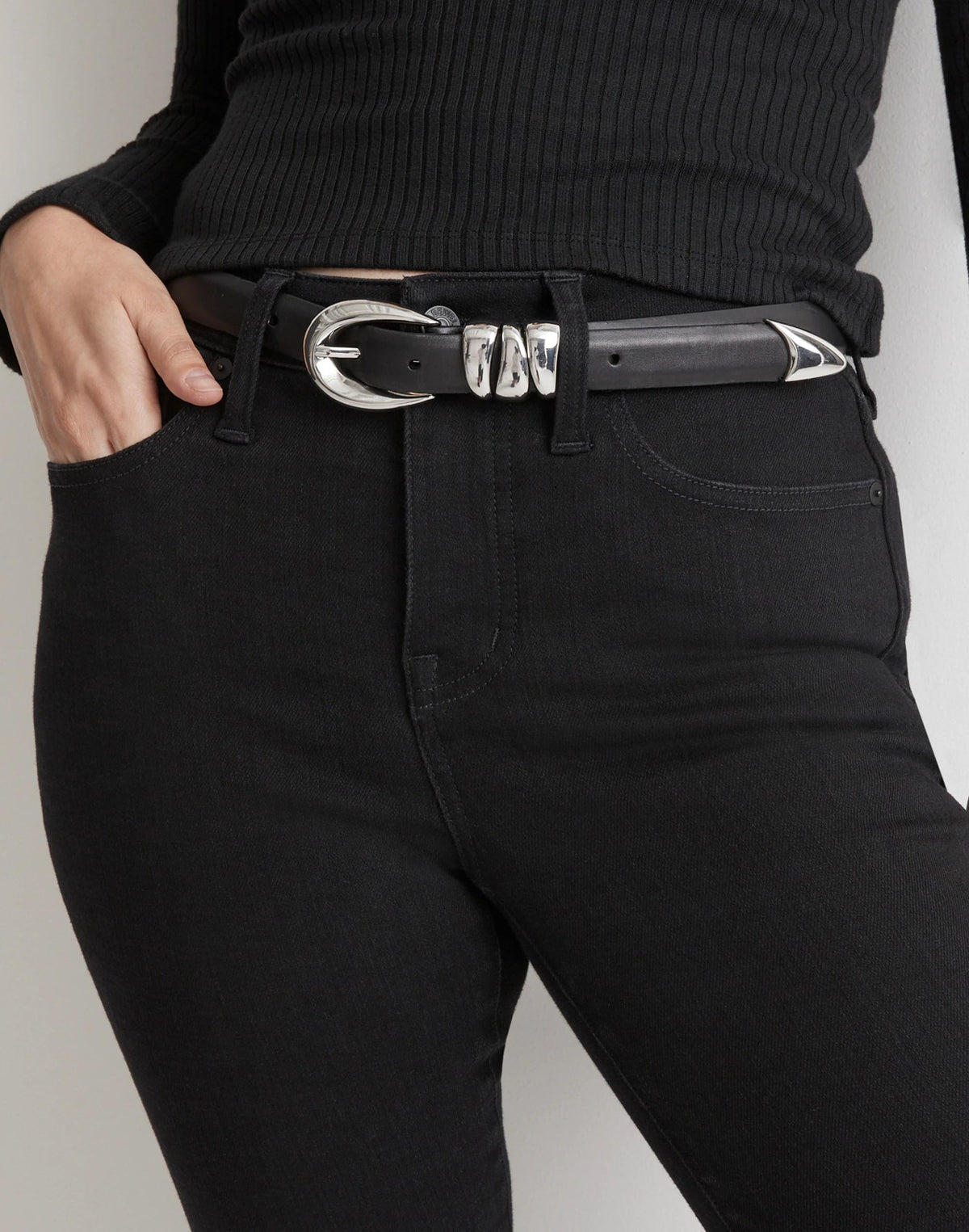 Madewell Triple Metal Keeper Belt True Black